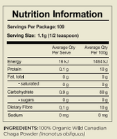 Organic Wild Harvested Canadian Chaga Powder 120g