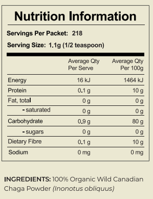 Organic Wild Harvested Canadian Chaga Powder 240g