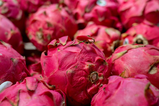 Close-up of pink dragonfruits